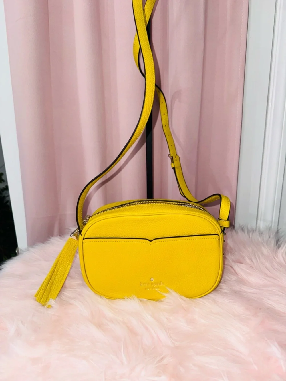 kate spade Yellow Pebbled Leather Crossbody Bag